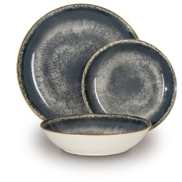 סט צלחות פורצלן 18 חלקים הכולל צלחת גדולה, צלחת בינונית וקערה עמוקה